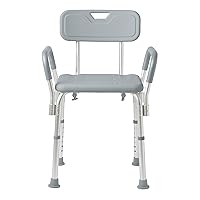 Shower Chair with Back and Padded Arms, Bath Seat with Removable Back, Supports up to 350 lbs, Gray