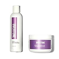 oVertone Haircare Purple for Brown Healthy Duo - Semi-Permanent Color Depositing Conditioner & Daily Conditioner Set - Cruelty-Free Hair Color w/Shea Butter & Coconut Oil (Purple for Brown)