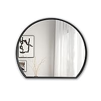28 Inch Round Hanging Mirror, Half Circle Mirror, Decorative Large Wall Mirror for Bathroom Bedroom Living Room Vanity, Vertical or Horizontal Hanging