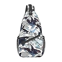 Killer Whale Sling Backpack, Multipurpose Travel Hiking Daypack Rope Crossbody Shoulder Bag