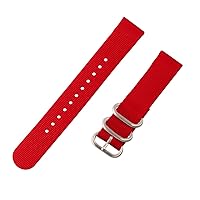 Clockwork Synergy - 2 Piece Heavy NATO Watch Band Straps - Red - Brushed Steel Hardware - 18mm for Men Women