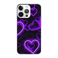 Fashional Purple Hearts Printed Phone Case for iPhone 14 Pro Max Cases 6.7 Inch Clear Shockproof Phone Cover,Not Yellowing,Wireless Fast Charging