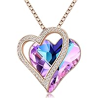 Love Heart Pendant Necklaces for Women Crystals Jewelry Gifts for Women Her Girlfriend Mother's Wife Christmas Birthday Anniversary Valentines Day