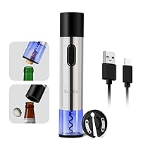 Cordless Electric Wine Opener and Beer Opener 2 in 1 Automatic Corkscrew Wine Bottle Opener Gift Set with Foil Cutter USB Rechargeable