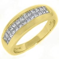 14k Yellow Gold Mens Invisible Princess Cut Diamond Ring 1 Carat