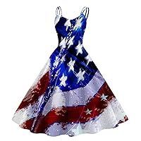 Party Dress for Plus Size Women Sleeveless Knee Length Retro A Line Flared Swing Formal Prom Party Sundress with