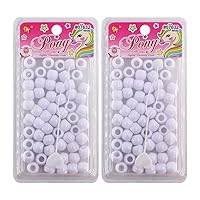 Beads Jewelry Making Kit DIY Hair Braiding Bracelet Ornaments Crafts Large Round Pony +2 Beaders Included (White - 120 Pcs)