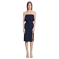 Donna Morgan Women's Strapless Flounce Top Dress with Side Front Skirt Slit