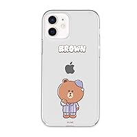 LINE FRIENDS KCE-CSB047 iPhone 12 Mini Soft Case, Clear Brown, Transparent, TPU, Prevents Contact Marks from iPhone 12 Mini Cover, Dreamy Night Brown