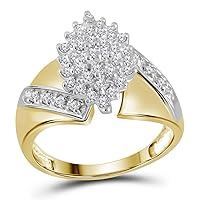 TheDiamond Deal10kt Yellow Gold Womens Round Diamond Cluster Ring 1/2 Cttw