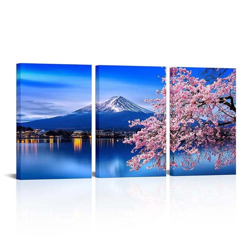 Mua VANSEEING 3 Pieces Mount Fuji with Cherry Blossom Canvas Wall ...
