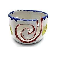 Pottery Yarn Bowl, Hand Painted Ceramic Decorative Yarn Holder For Knitters
