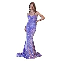 Sequin Evening Dresses for Women Formal Sexy Long Prom Party Gowns Mermaid Sparkly V-Neck Homecoming Dress
