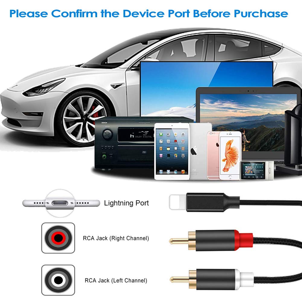 Mua Lightning to RCA Cable for iPhone iPad, Stereo Y Splitter Audio Aux Cable  Cord Adapter Compatible with iPhone 13/12/11/XS/XR/X/iPad for  Car/Amplifier/Home Theater/Speaker and More() trên Amazon Mỹ chính  hãng 2023 |