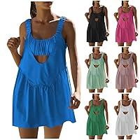 Women's Tennis Dress Workout Mini Dress with Built in Bra and Shorts Sleeveless Athletic Dress