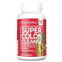 Super Colon Cleanse 10 Day Gentle Gut Cleanse Detox, Psyllium Husk, Probiotics for Constipation Relief & Digestive Support, 60 Capsules
