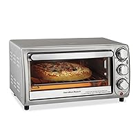 Hamilton Beach 31143 4-Slice Toaster Oven with 5 Cooking Modes (Bake, Broil, Keep Warm Toast & Bagel) with Stay On & Auto Shutoff, 2 Rack Positions, 1100 Watts and 3 Accessories, Stainless Steel