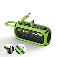 MOVE SPEED Portable Charger 5000mAh, PD 20W & QC 22.5W Fast Charging, Foldable Type-C Plug, with Built-in Cable, 18W Input, Power Bank Compatible with iPhone 15 Series/Samsung/iPad, Outdoor Hiking