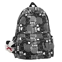 Cute Backpack for Women Men, Kawaii Y2K Grunge Preppy Harajuku Hiking Travel Aesthetic Rusksack (black)