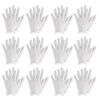 iiniim 3/6/12 Pairs White Cotton Gloves Soft Lightweight Work Gloves for Coin Jewellery Inspection Cosmetic Eczema Hand Spa