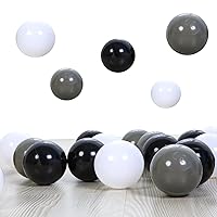 PlayMaty 100 Pieces Colorful Pit Balls Plastic Phthalate Free BPA Free Ocean Ball Crush Proof Stress Balls for Toddlers and Kids Playhouse Ball Pool Pit Accessories 2.2 Inches White Black Grey