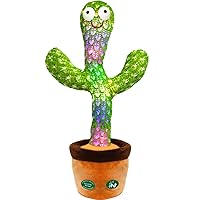 Pbooo [Update Volume Adjustable Dancing Cactus Mimicking Toy, Talking Repeat Singing Cactus Toy 120 Pcs Songs for Baby 16s Record Your Sound with Led Light
