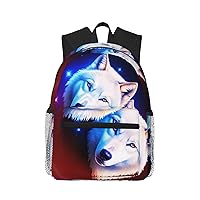 Starry Wolf Backpack Fashion Printing Backpack Light Backpack Casual Backpack With Laptop Compartmen