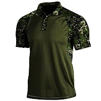 Mens Outdoor Polo Shirts Summer Short Sleeve Military Tactical Golf T-Shirts Athletic Moisture Wicking Casual Tees Shirts