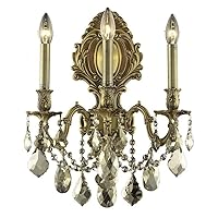 Elegant Lighting 9603W14FG-GT/RC Royal Cut Smoky Golden Teak Crystal Monarch 3-Light Crystal Wall Sconce, Finished in French Gold with Smoky Golden Teak Crystals