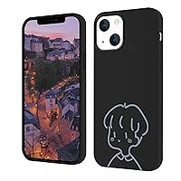 Qiusuo Couple Cases Compatible with iPhone 13 Pro, Cute Boy Pattern Matching Phone Case, Ultra Slim Silicone Protective Cover with Anti-Scratch Lining for iPhone 13 Pro, 6.1 Inch Black