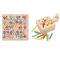 Boxiki Kids Wooden Learning Bundle: Alphabet Puzzle & Magnetic Worm Game