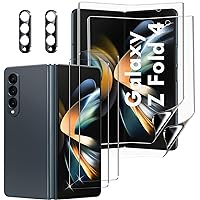 [2Set 6PCS Galaxy Z Fold 4 5G Screen Protector, 2 Inner TPU Films + 2 Outer Tempered Glass + 2 Camera Lens Protecters, High Clarity, Anti-Shatter, for Samsung Galaxy Z Fold 4 5G
