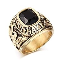 (Black Sapphire) Size 8-11 Stone Stainless Steel Rings for Mens Wedding Fashion Jewelry Gift (10)