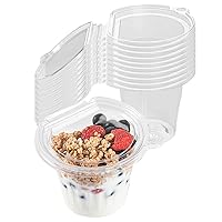 Restaurantware Tamper Tek 11 Ounce Parfait Cups To Go 100 Durable Dessert Cups - Inserts Sold Separately Tamper-Evident Clear Plastic Pudding Cups With Hinged Lids Freezable