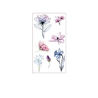 10Pcs Watercolor Flower Temporary Tattoo Stickers Cherry Blossom Flower Painted Waterproof And Sweat-Proof Transfer Stickers