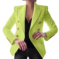 Womens Tops Lapel Double Breasted Work Blazer Office Jacket Open Front Cardigan Long Sleeve Casual Business