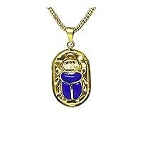 Egyptian jewelry pendant Blue Scarab 18K yellow Gold Lapis stone DOUBLE SIDE Pharaonic 1 Gr handmade in egypt