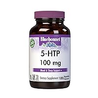Bluebonnet Nutrition 5-HTP(Hydroxytrypophan) 100mg, for Neurotransmitter Support*, Supports Positive Mood*, Soy-Free, Gluten-Free, Non-GMO, Kosher Certified, Vegan, White,120 Vegetable Capsule