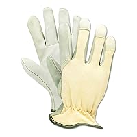 MAGID 1274DE-8 DuraMaster 1274DE Goatskin Leather Palm Gloves, Jersey Back, Size 8 (Pack of 12)