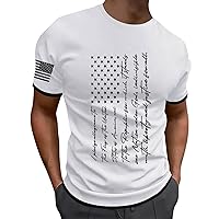 Men's Independence Day T Shirts America Flag Printed Patriotic Shirts Summer Crew Neck Short Sleeved Dad Shirt Outdoor Tops