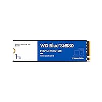 Western Digital 1TB WD Blue SN580 NVMe Internal Solid State Drive SSD - Gen4 x4 PCIe 16Gb/s, M.2 2280, Up to 4,150 MB/s - WDS100T3B0E