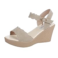 Womens Sandals Women Sandals Wedge Low Heel Roman Wedge Ladies Fashion Elastic Strap Carved Breathable Shoes Thick Soled