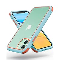 for iPhone 11 Crystal Clear Case, with Multicolor Protective Shockproof Bumpers, Not Yellowing Anti Scratch Transparent Hard PC Back & Soft Silicone TPU Frame Cover (Light Blue/Orange)