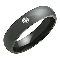 Stunning Black Titanium and Diamond Ring 5mm Wide Comfort Fit Wedding Band