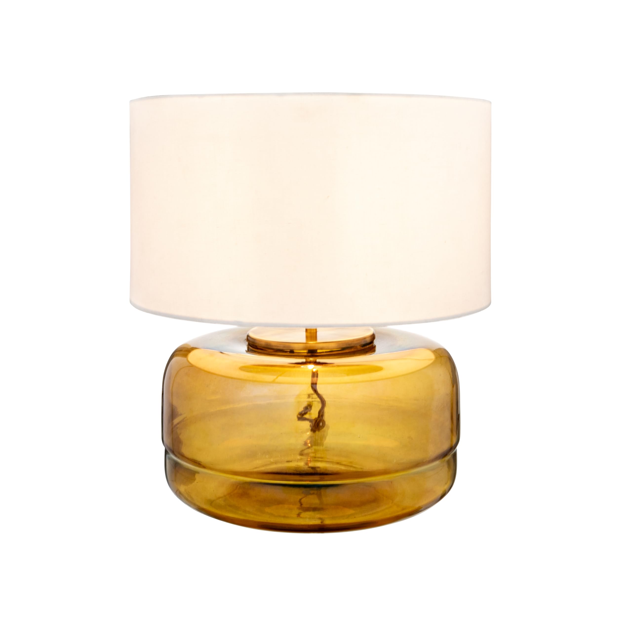Creative Co-Op Amber Glass Table Lamp with White Cotton Shade