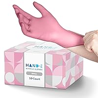 Hand-E Touch Pink Nitrile Disposable Gloves - Esthetician, Nail Tech, Hair Dye & Stylist, Cleaning Gloves