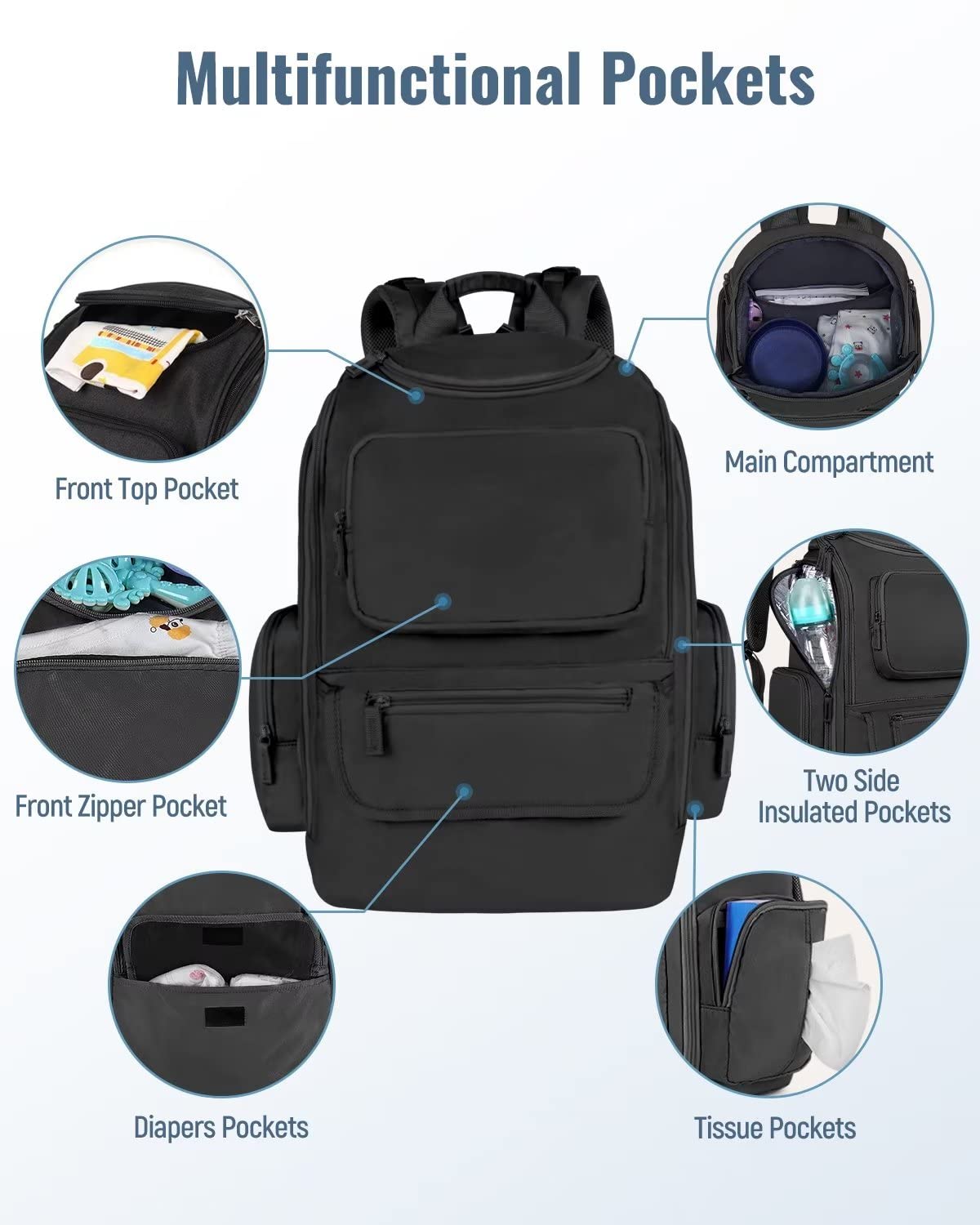 Mancro Multifunctional Dad Diaper Bag & Breastmilk Cooler Bag with Ice Pack