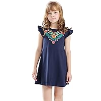 Toddler Summer Girls Kids Fly Sleeve Floral Embroider Beach Sundress Party Dresses Year 12 Formal Dresses Two