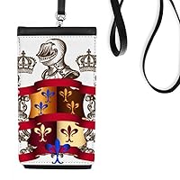 Armor Emblem Medieval Knights of Europe Phone Wallet Purse Hanging Mobile Pouch Black Pocket