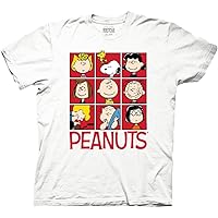 Ripple Junction Peanuts 9 Character Grid Cartoon Adult T-Shirt Officially Licensed
